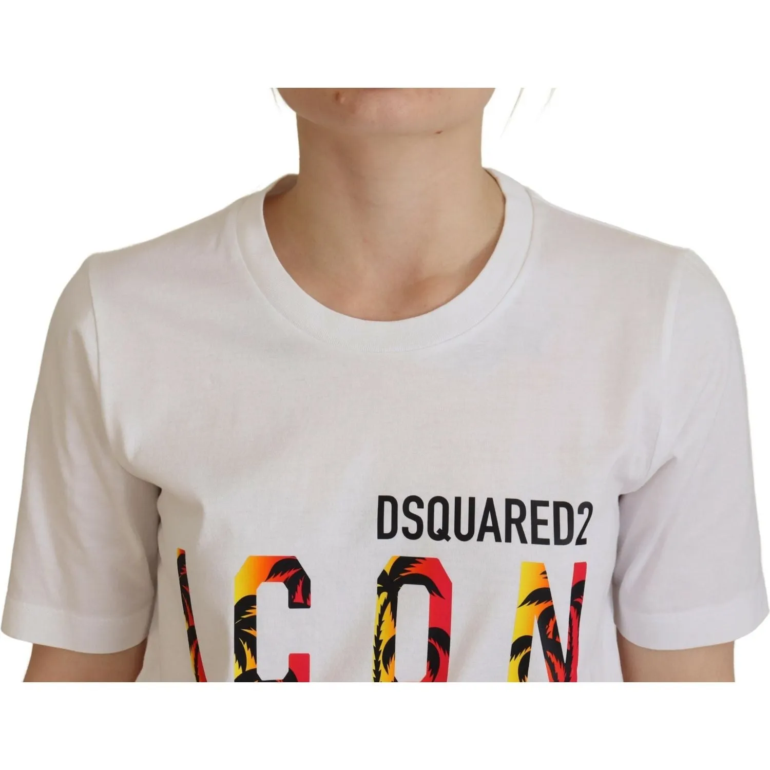 Dsquared² White Cotton Icon Logo Print Crewneck T-shirt