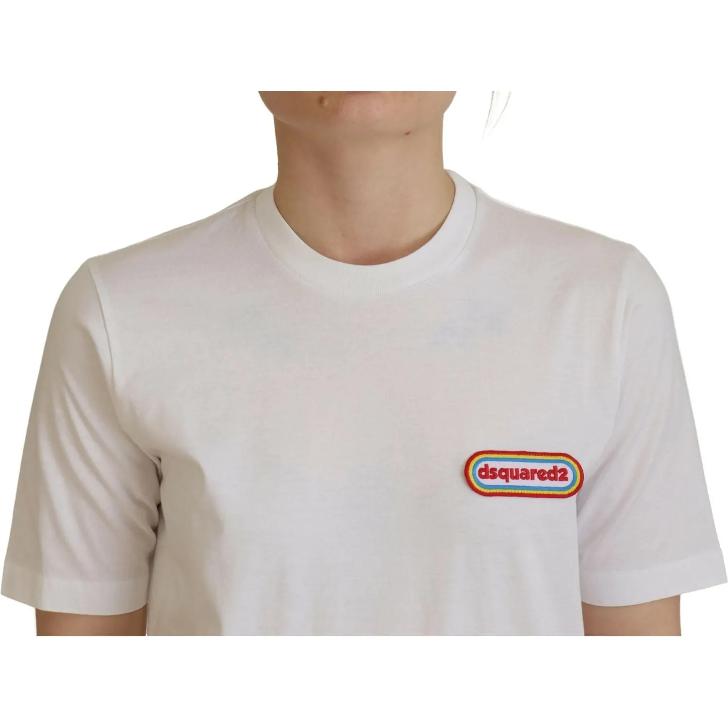 Dsquared² White Logo Patch Crewneck Short Sleeve Tee T-shirt