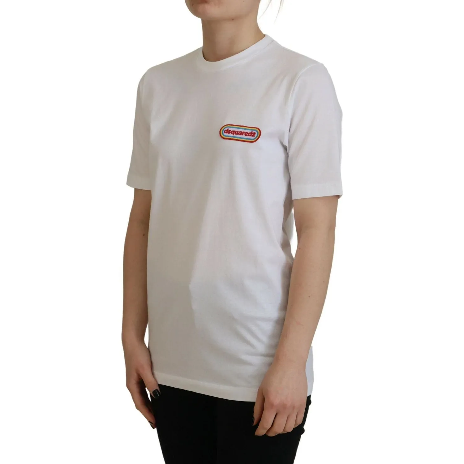 Dsquared² White Logo Patch Crewneck Short Sleeve Tee T-shirt