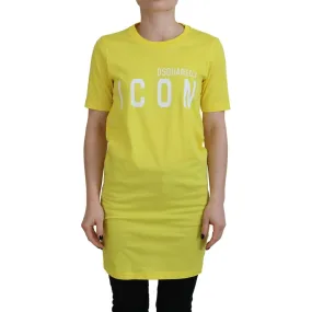 Dsquared² Yellow CottonShiny Icon Renny Dress Crewneck T-shirt