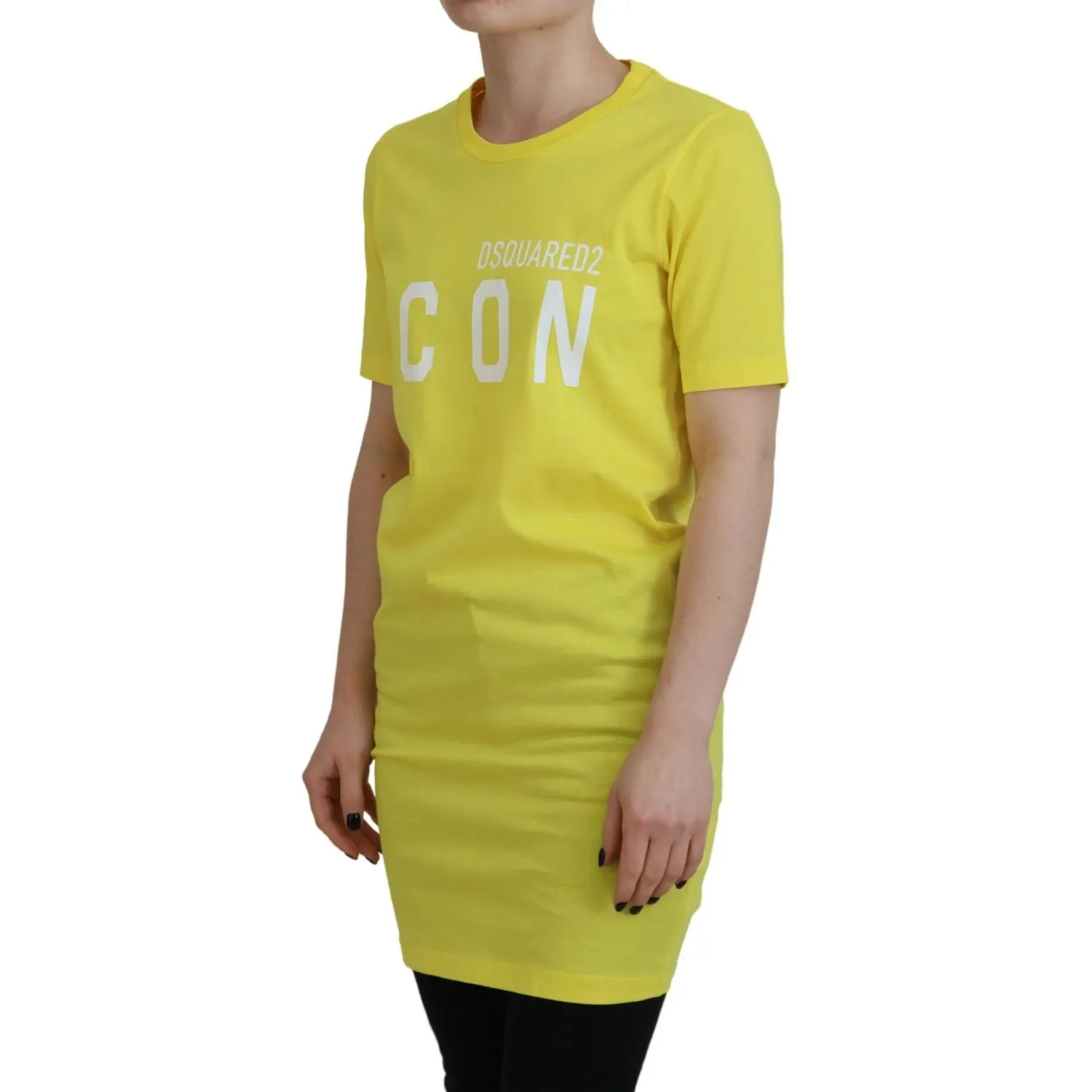 Dsquared² Yellow CottonShiny Icon Renny Dress Crewneck T-shirt