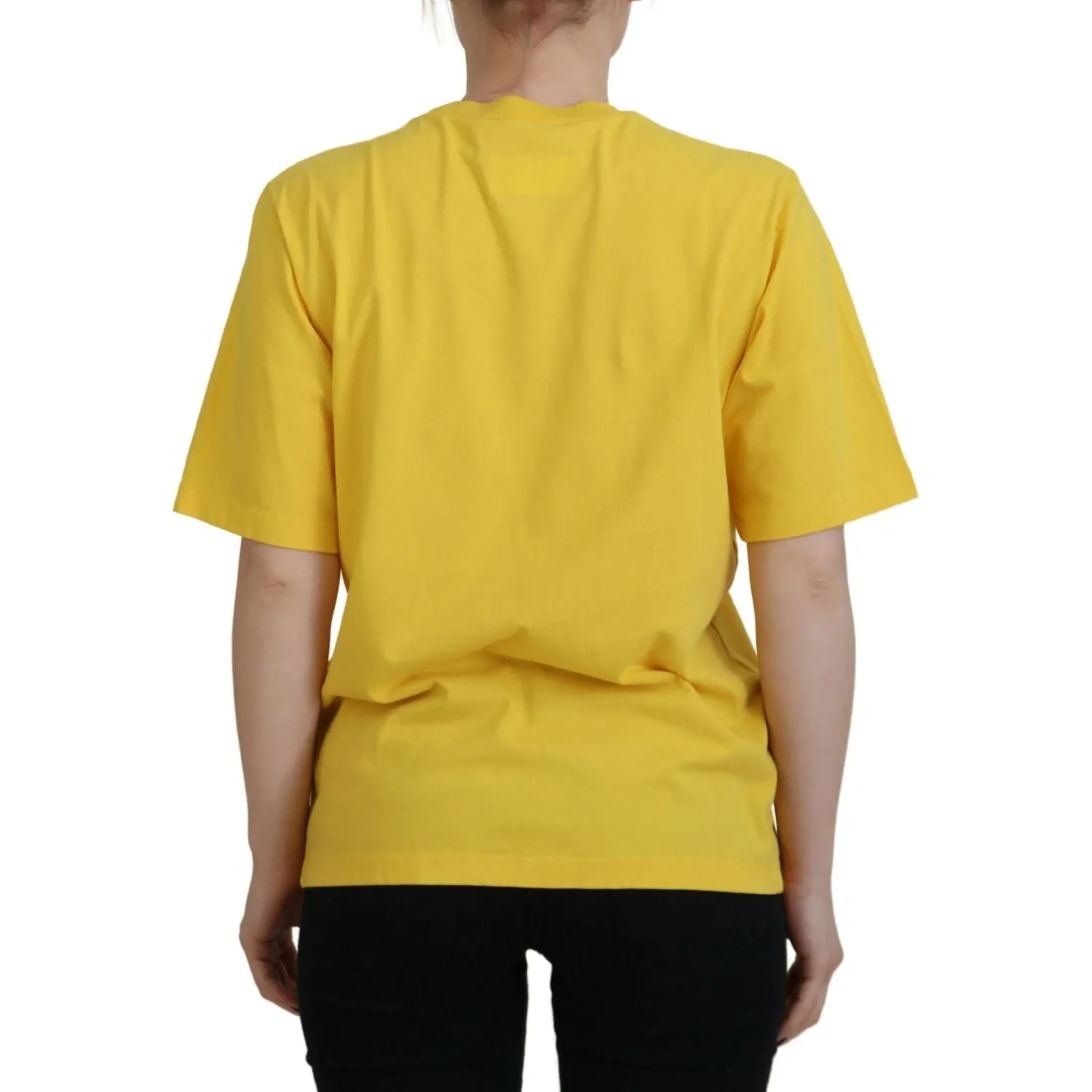 Dsquared² Yellow Logo Print Cotton Crewneck Easy Tee T-shirt