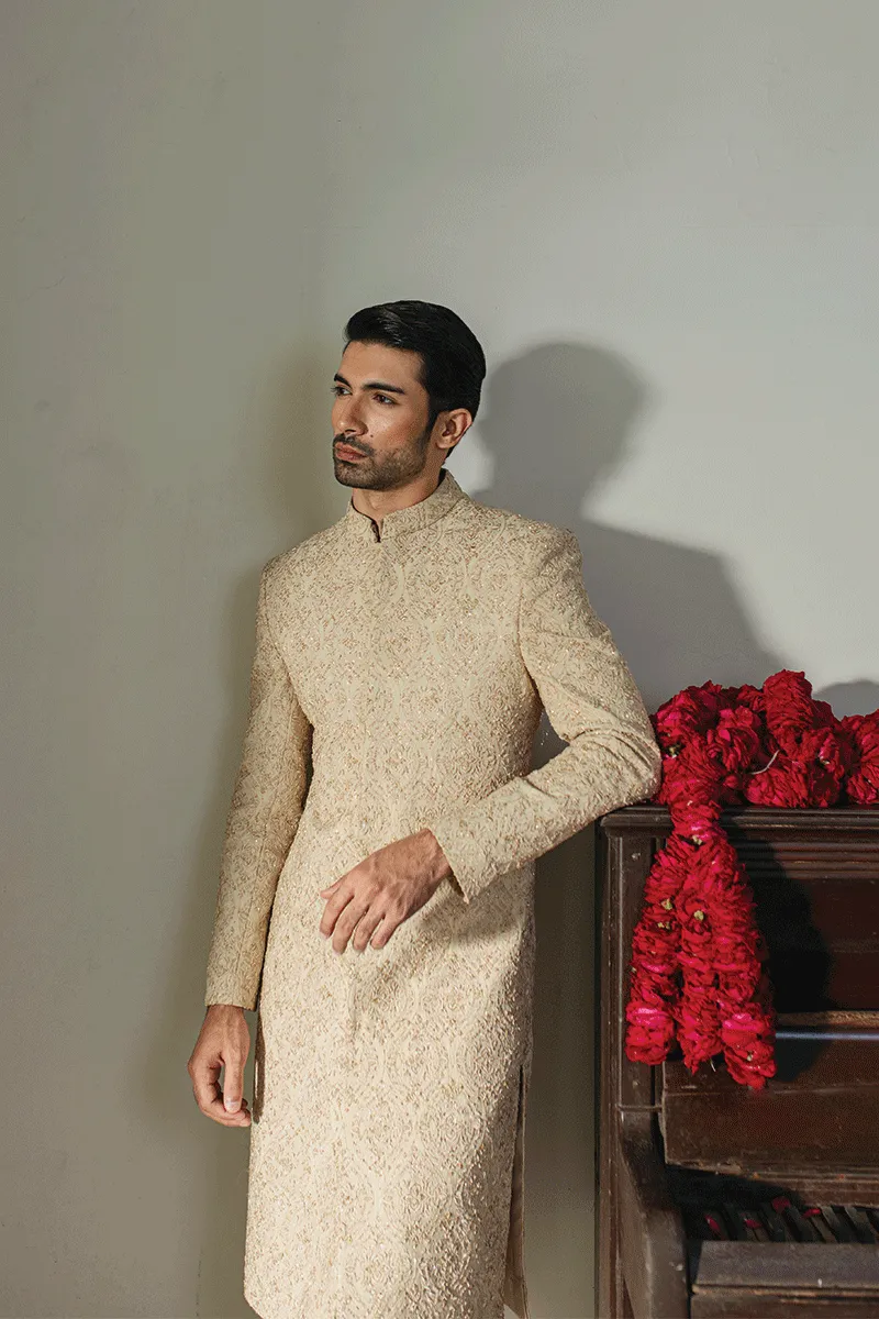 DUST GOLD EMBROIDERED SHERWANI