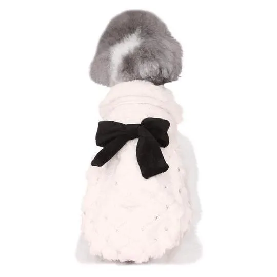 Elegant bow plush coat dog clothes Bomei Teddy clothes