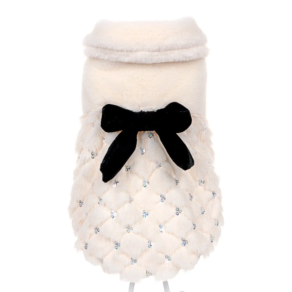 Elegant bow plush coat dog clothes Bomei Teddy clothes