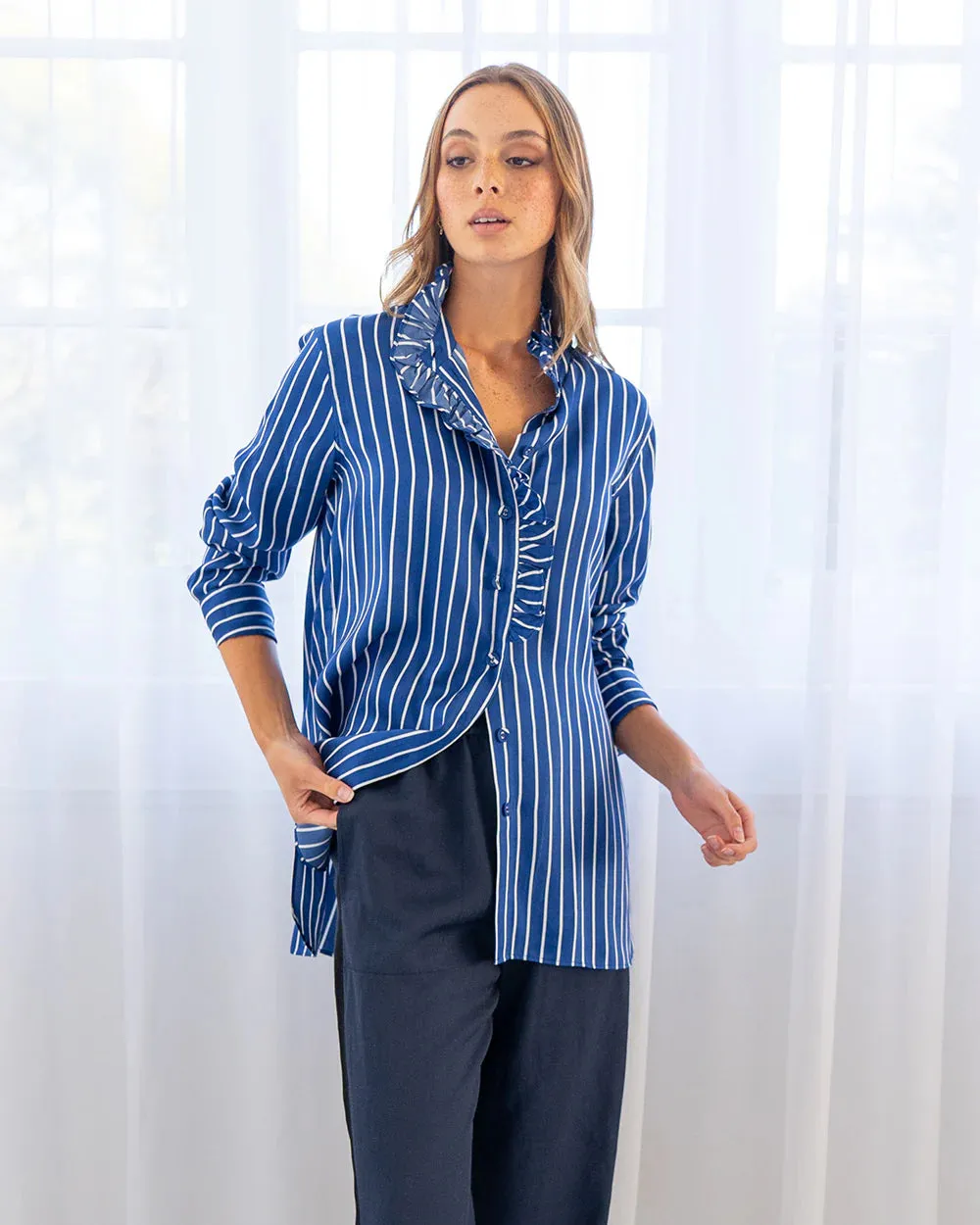 ELISE SHIRT | French Blue Stripe