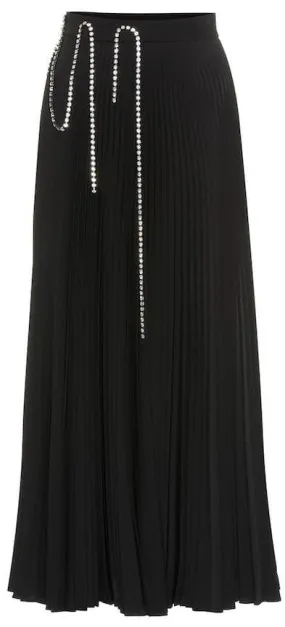 Embellished Pleated Midi Skirt