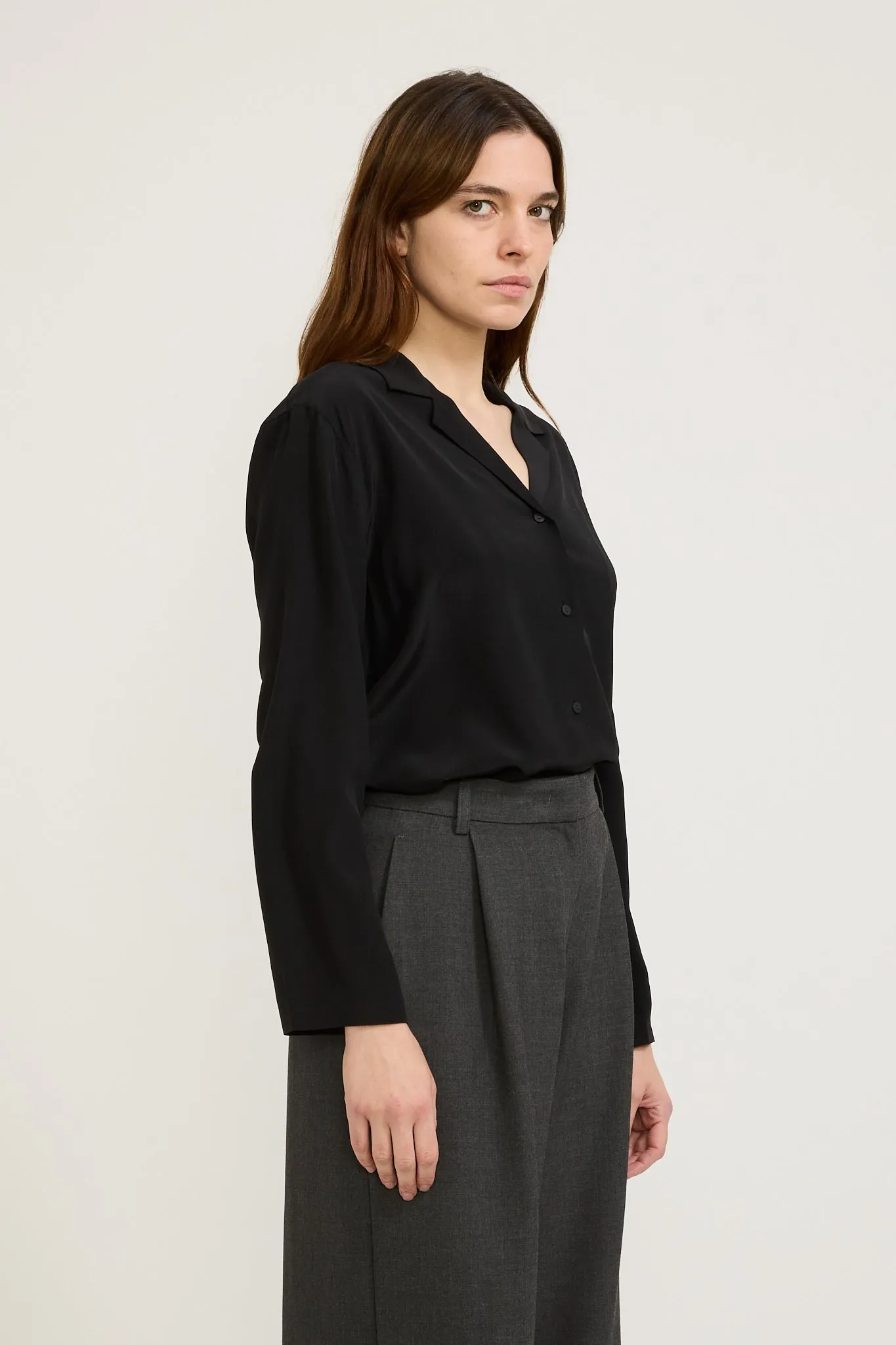 Essie Silk Long Sleeve Shirt Black