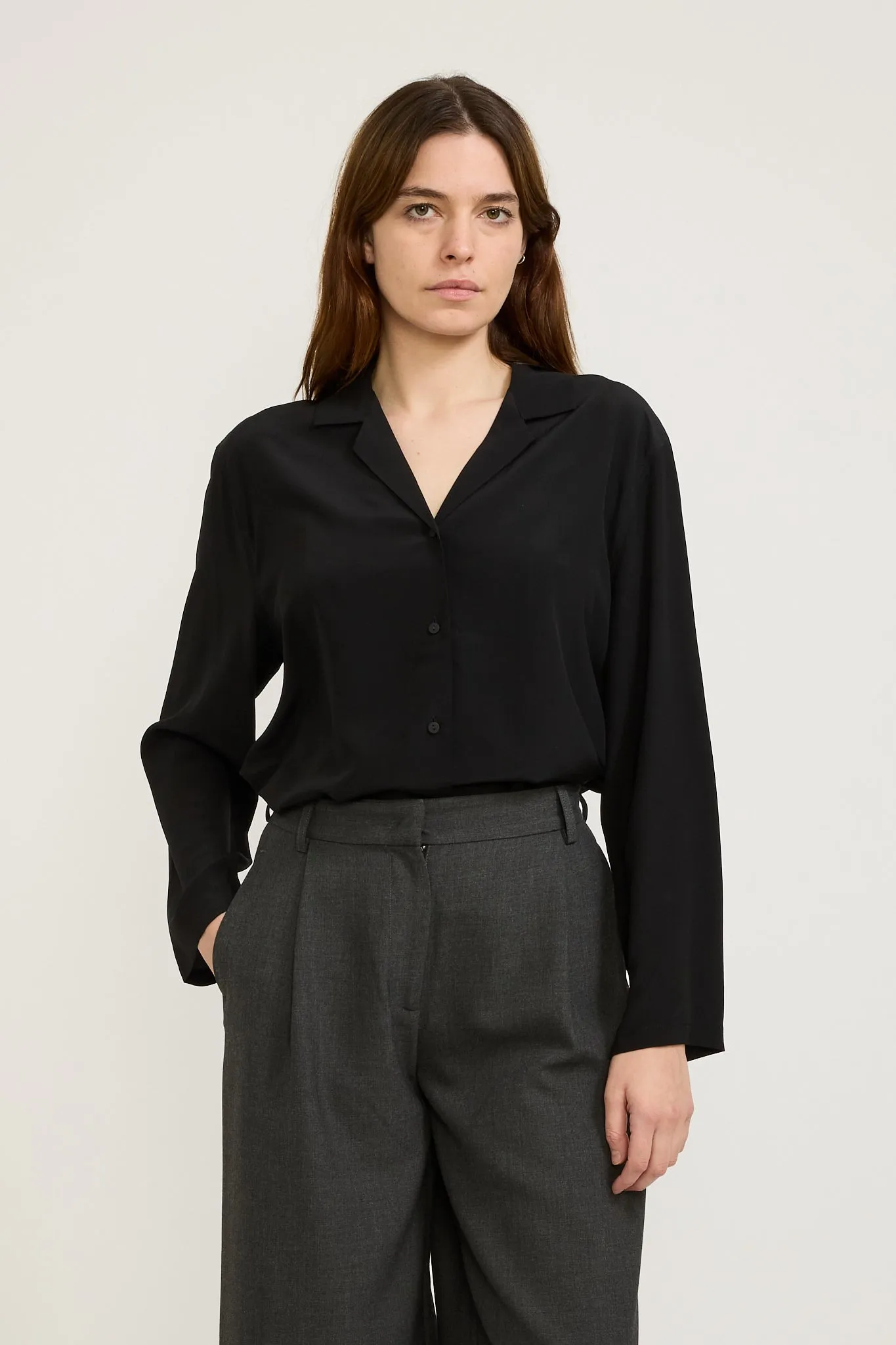 Essie Silk Long Sleeve Shirt Black