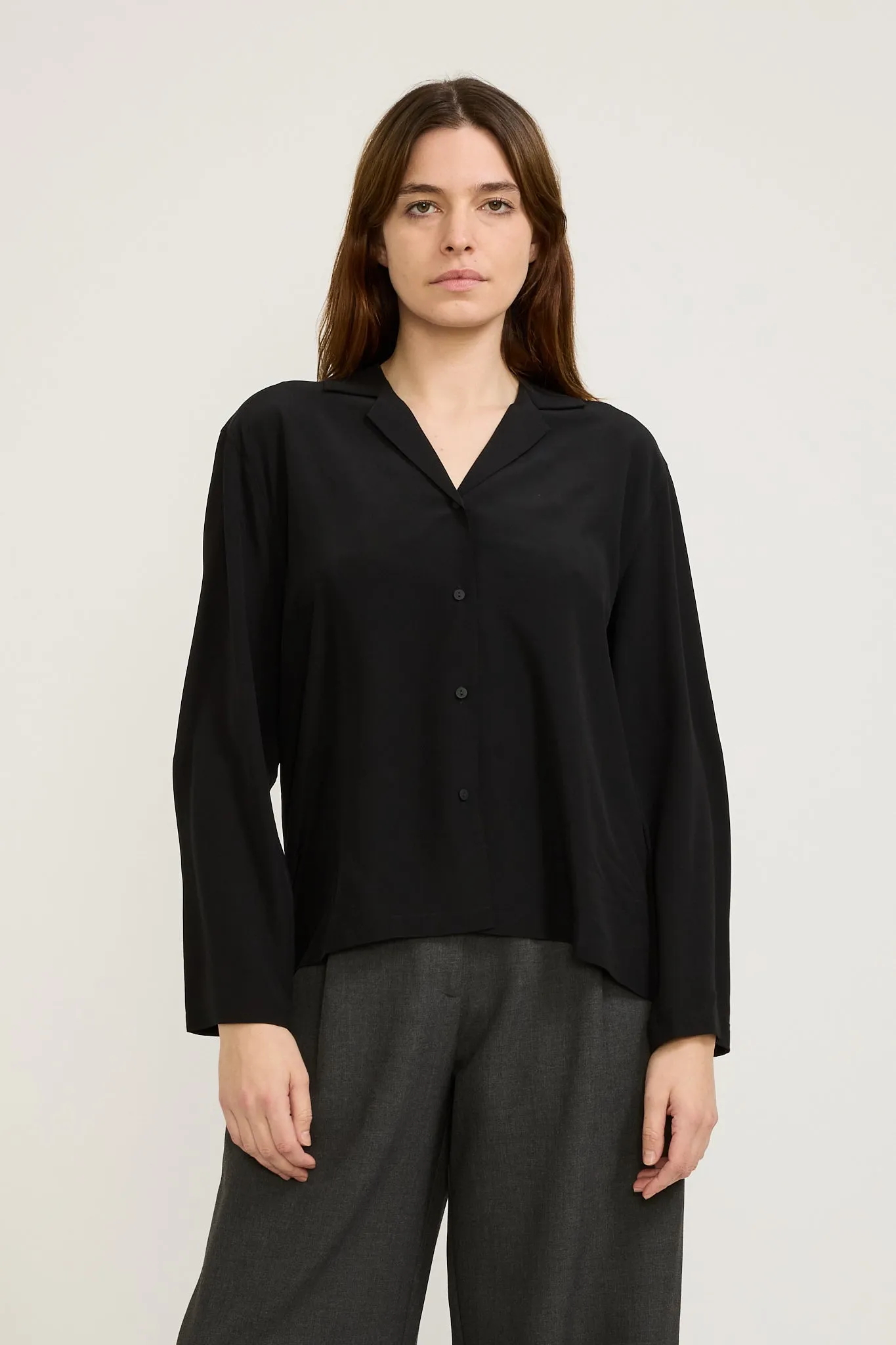 Essie Silk Long Sleeve Shirt Black