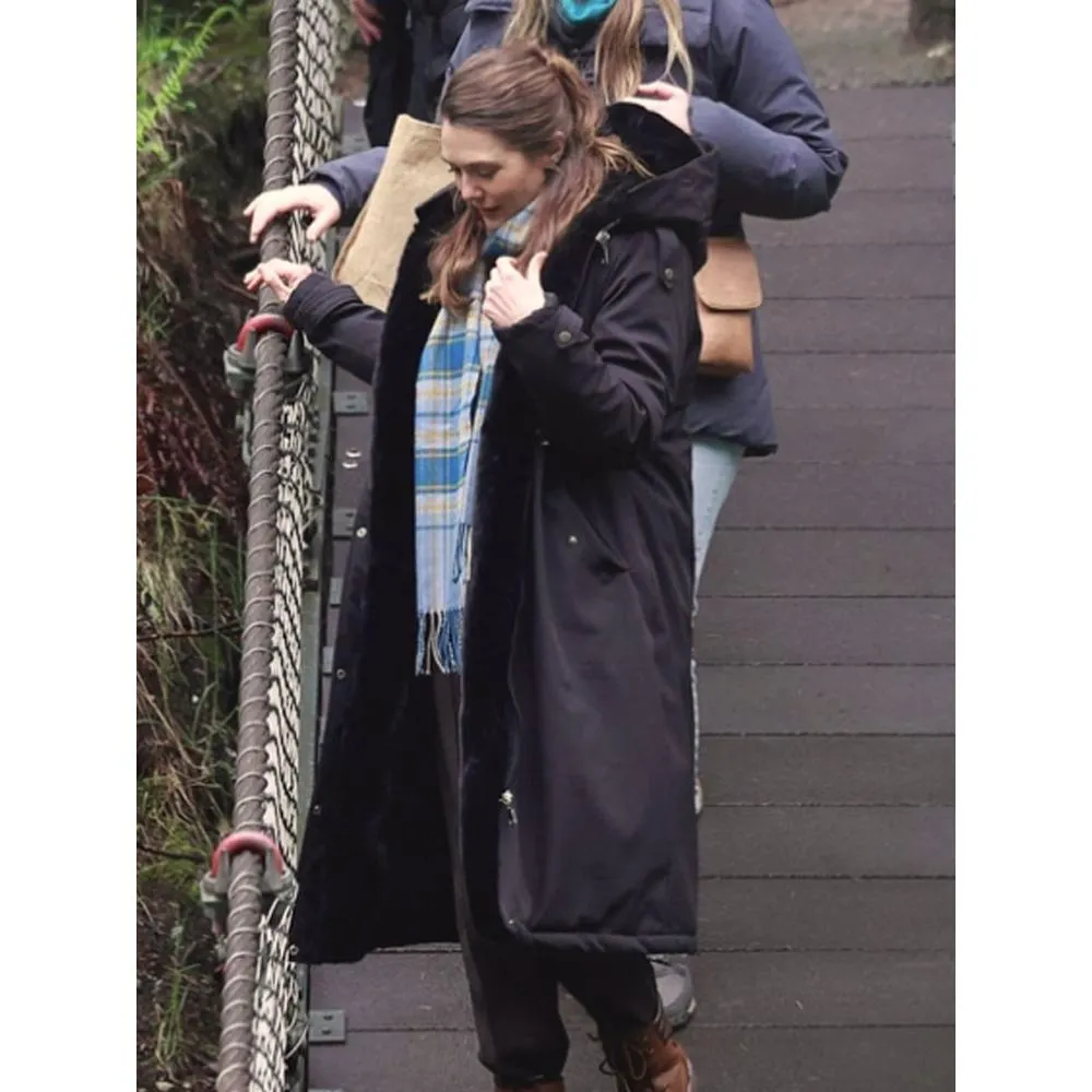 Eternity Elizabeth Olsen Black Hooded Coat