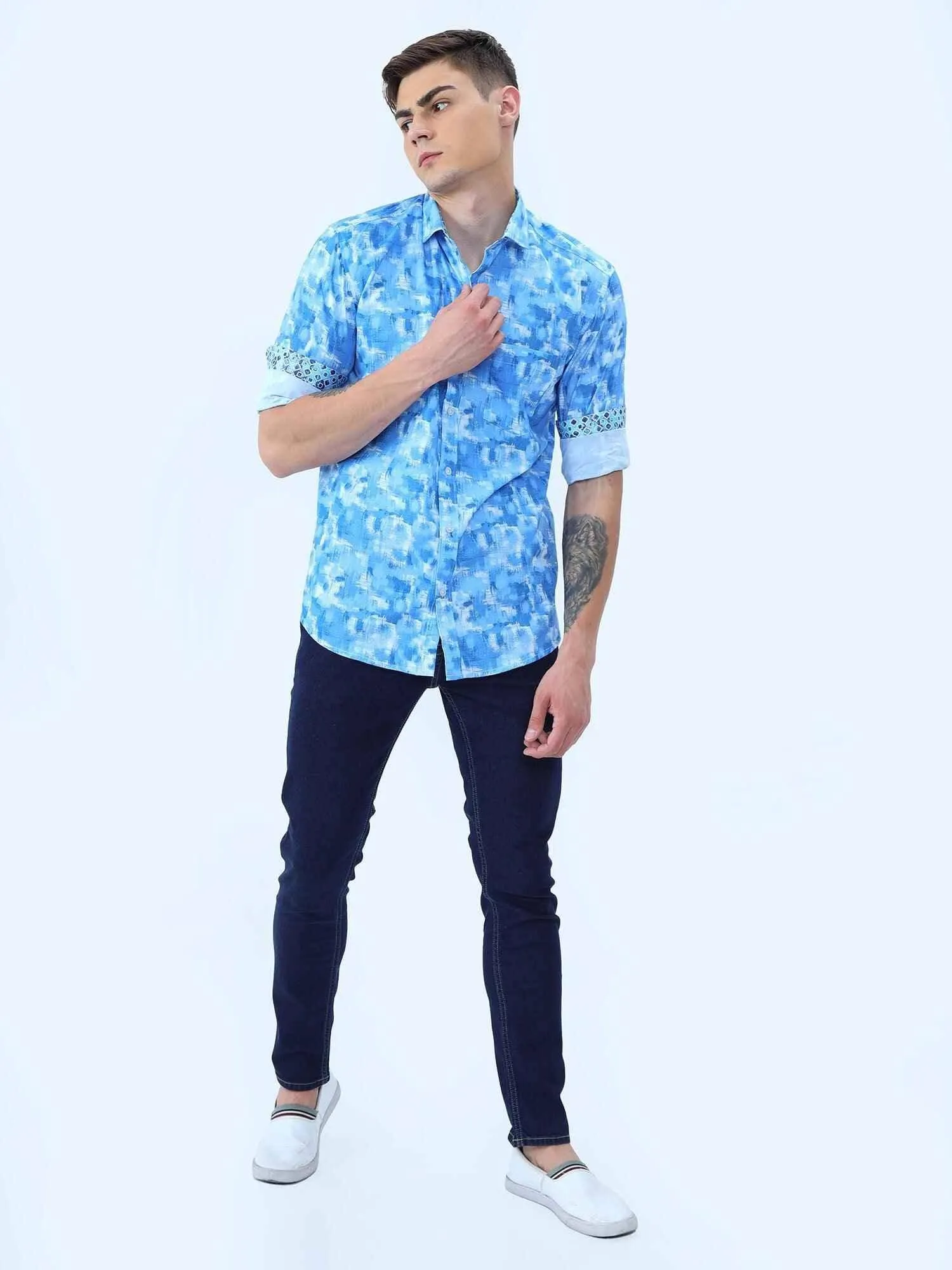 Everything Blue Digital Printed Full Shirt