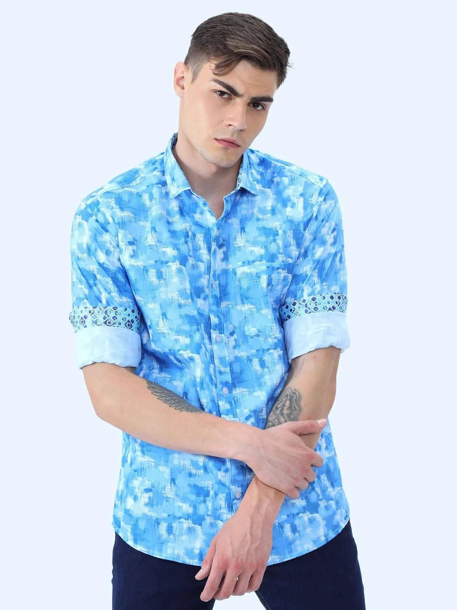 Everything Blue Digital Printed Full Shirt