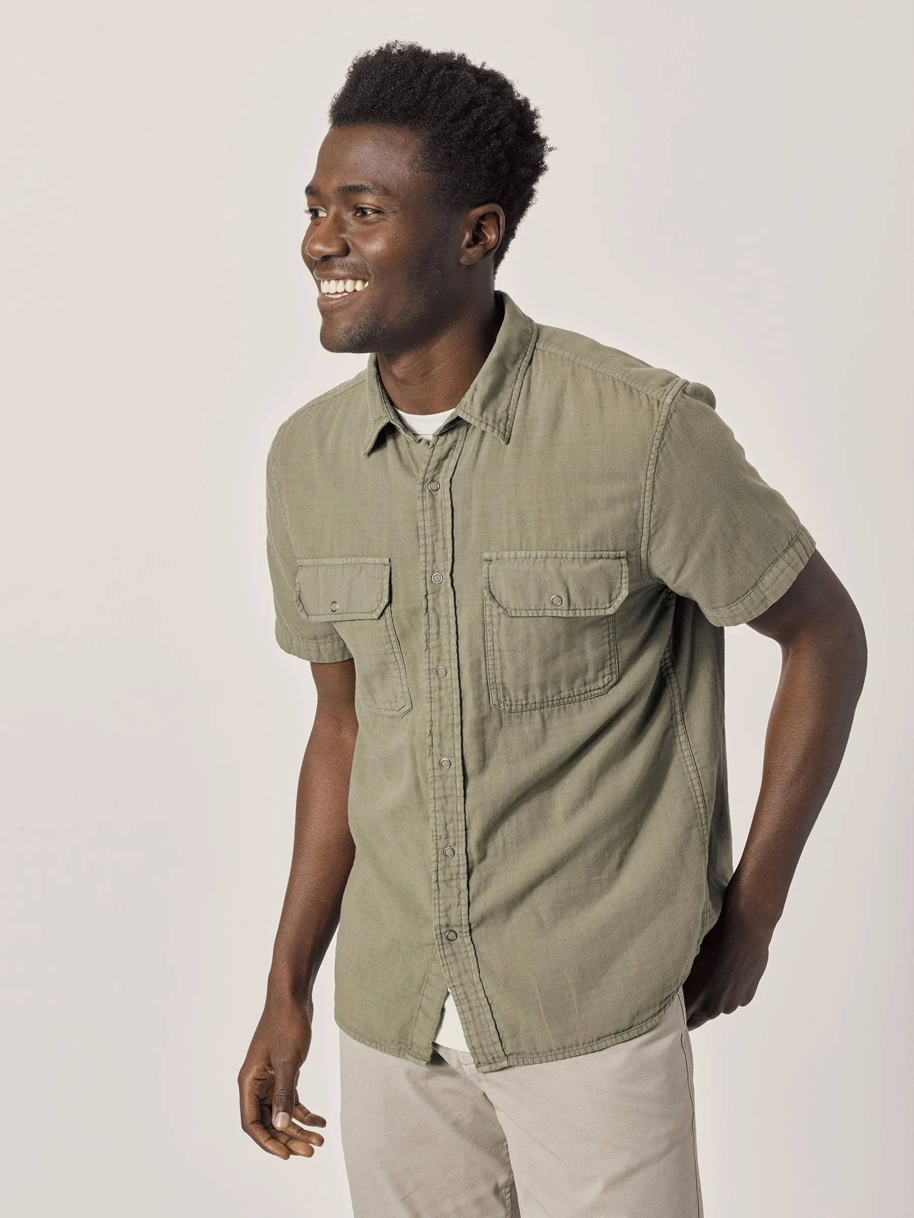 Faded Army Double Weave  S/S Vintage Two Pocket Shirt