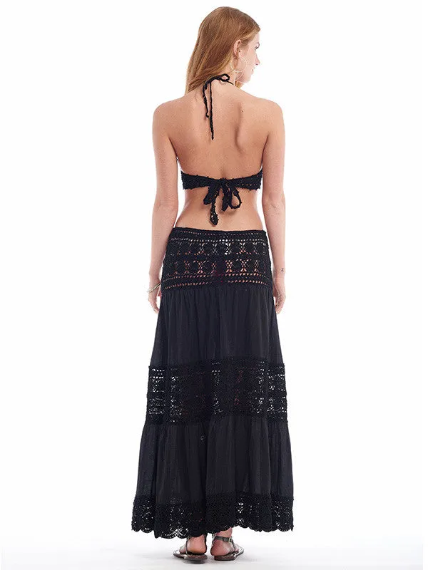 Filigree Maxi Skirt/Dress - Black