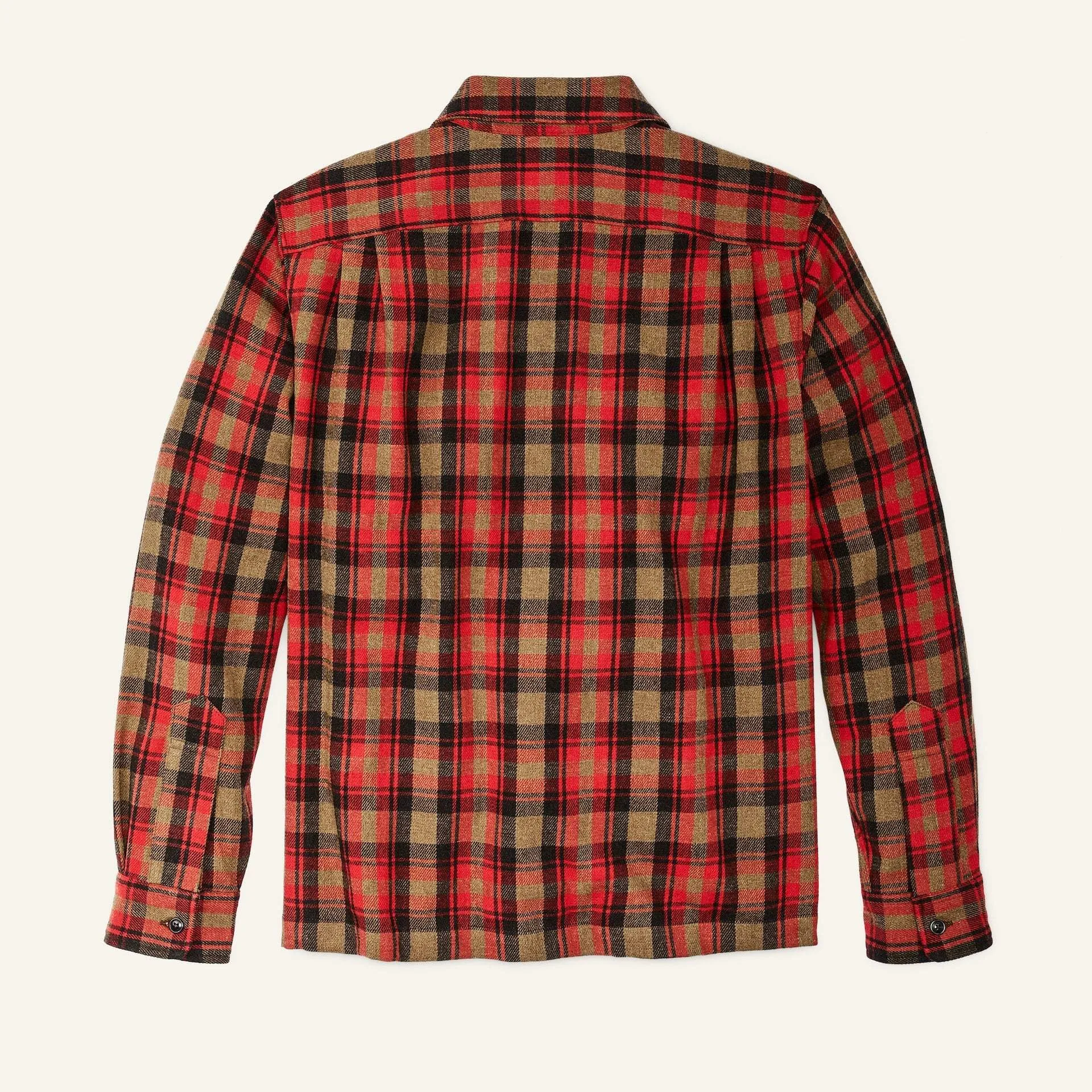 Filson Skyrta - Buckner Wool Camp Shirt - Red Dark Earth Brown