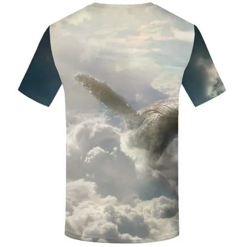 Fish T-shirt Men Animal Tshirts Casual Sky Tshirt Anime Cloud Shirt Print Abstract Tshirt Printed Short Sleeve Full Print Mens