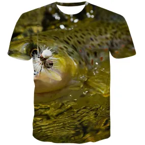 fishing T shirts Men fish T-shirts 3d Short Sleeve summer Digital Slim Big Size