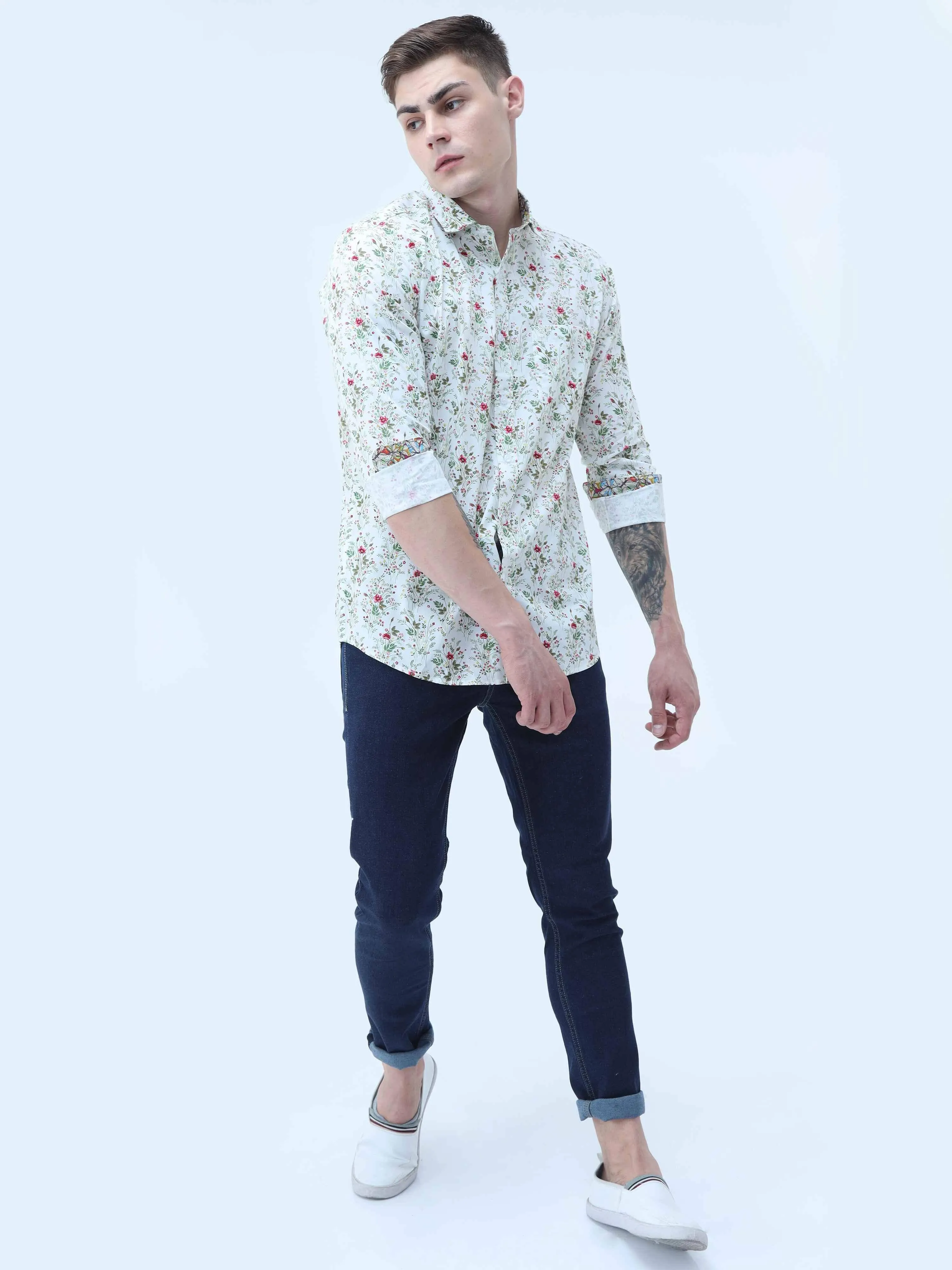 Flora Bunch Digital Printed Full Shirt