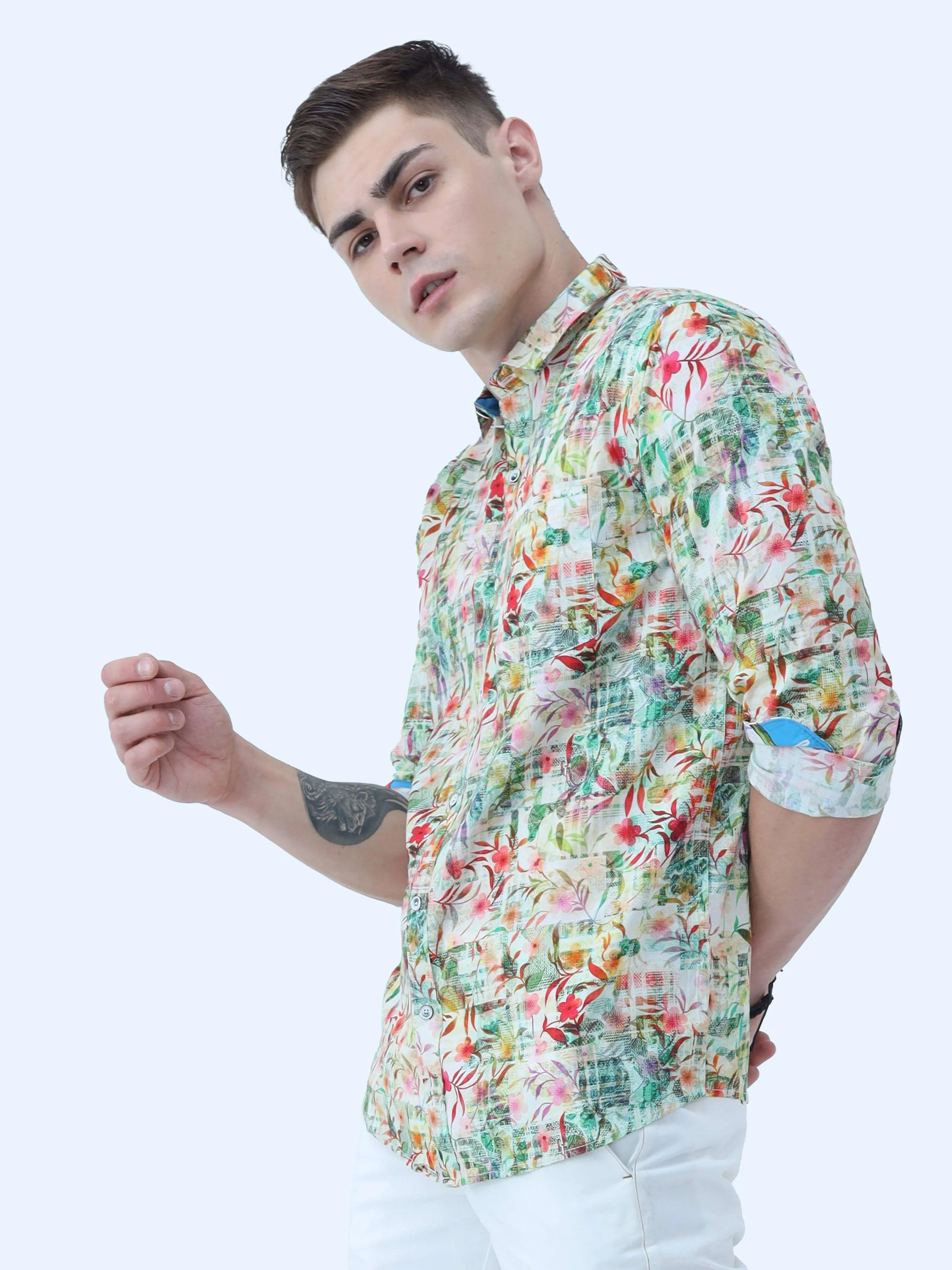 Flower Play Digital Printed Full Shirt