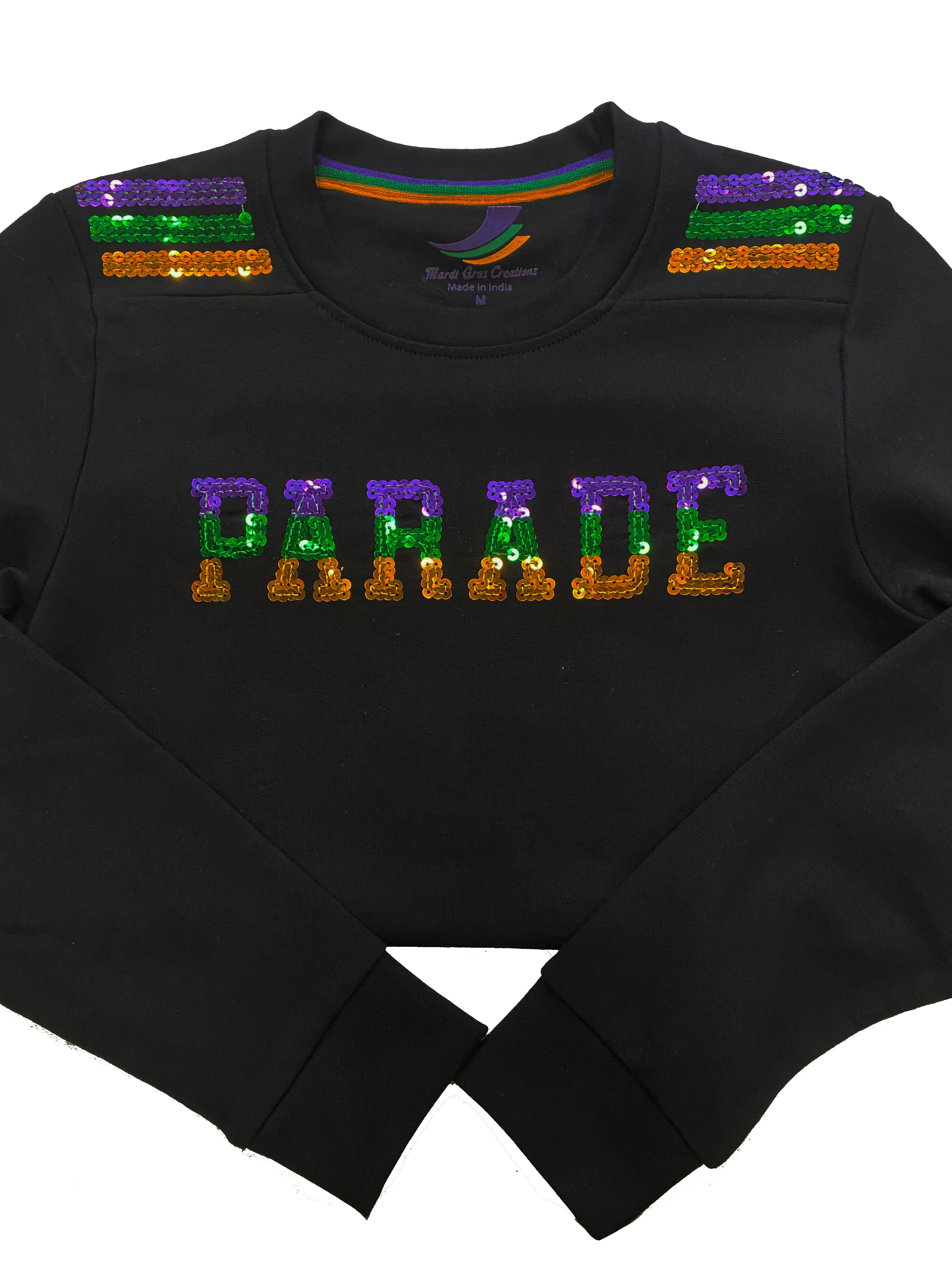 French Terry Kids Sequins PARADE Shirt - Black