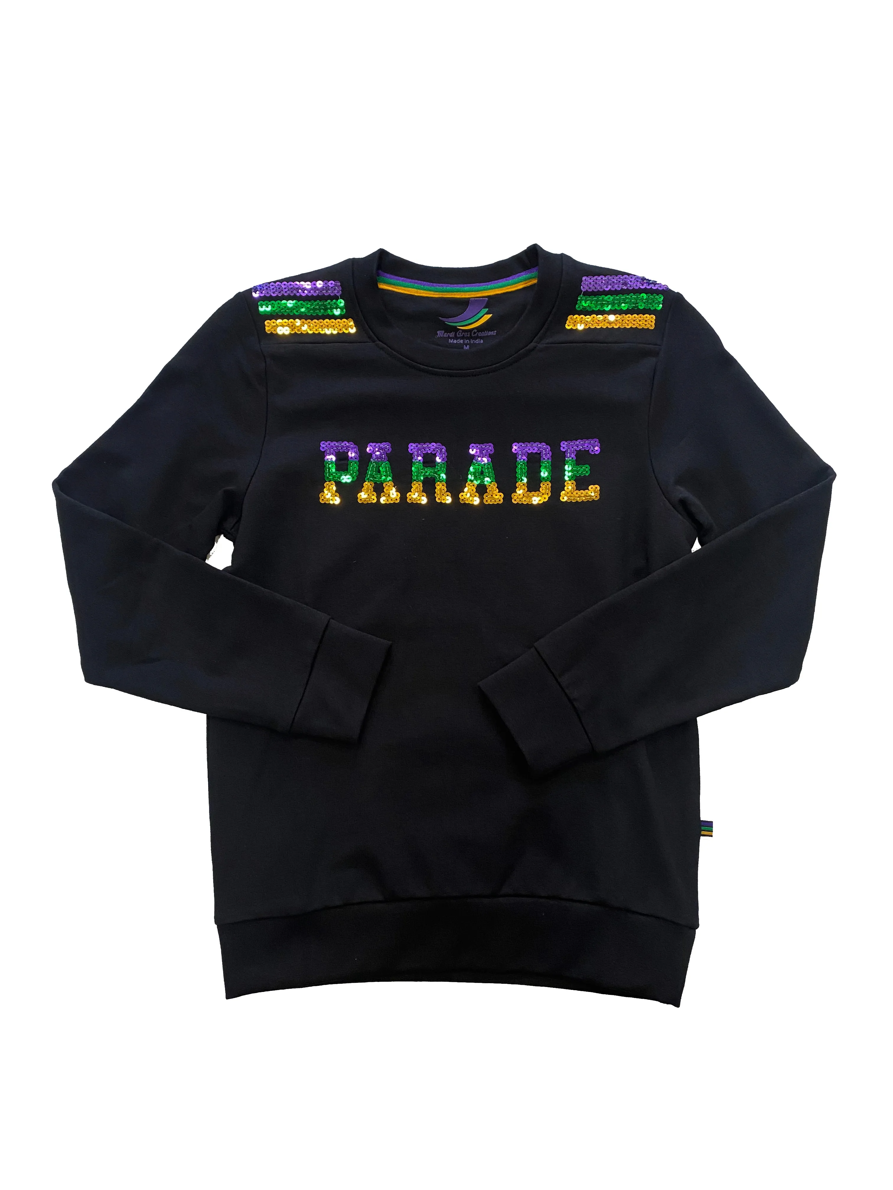 French Terry Kids Sequins PARADE Shirt - Black