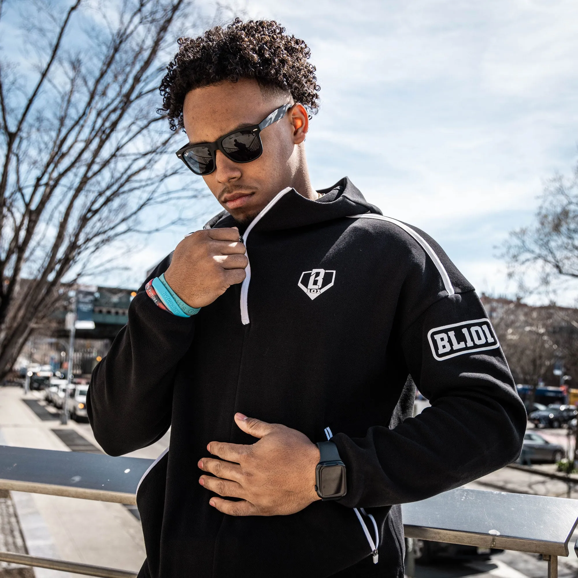 Game Day Youth 1/4 Zip Hoodie - Black/White