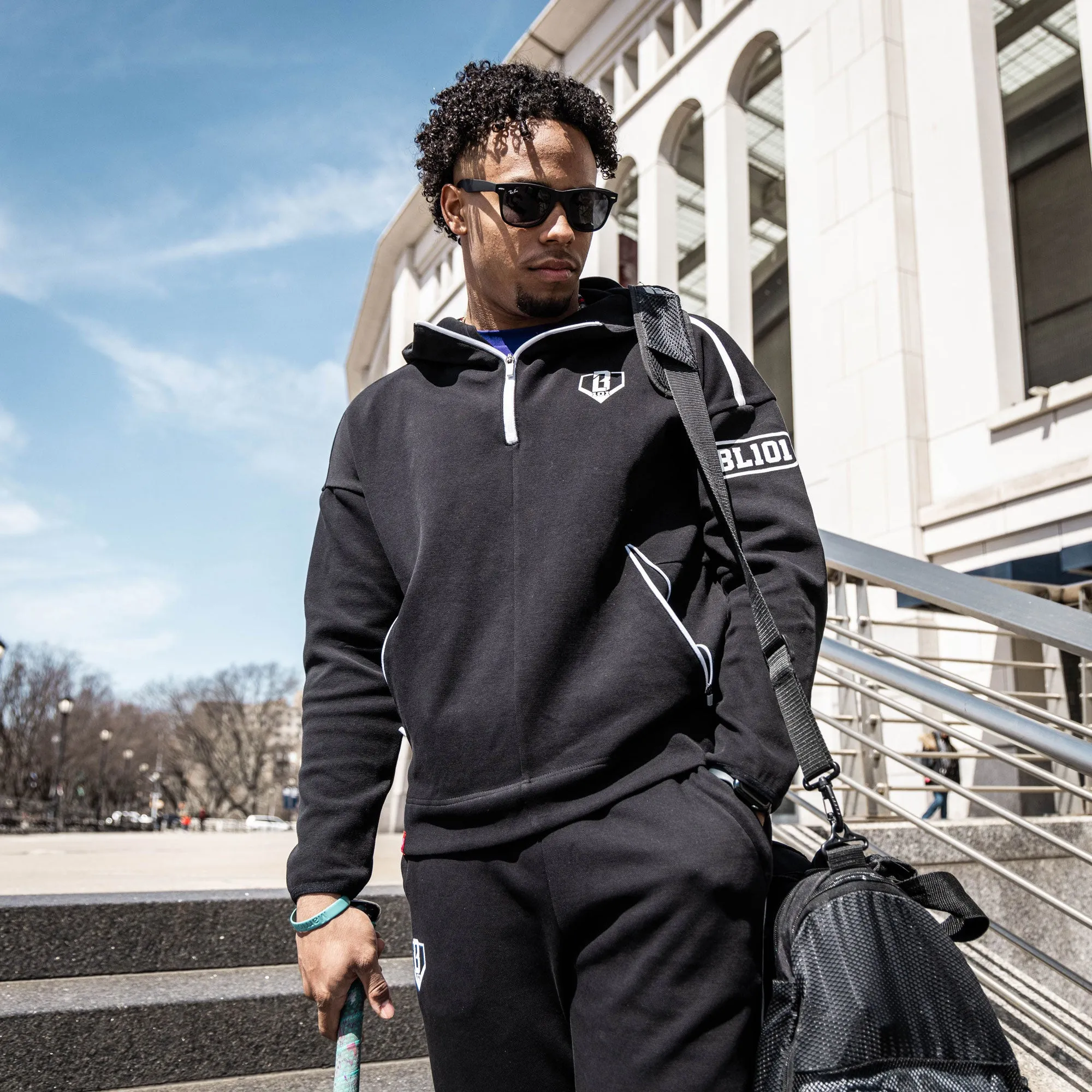 Game Day Youth 1/4 Zip Hoodie - Black/White