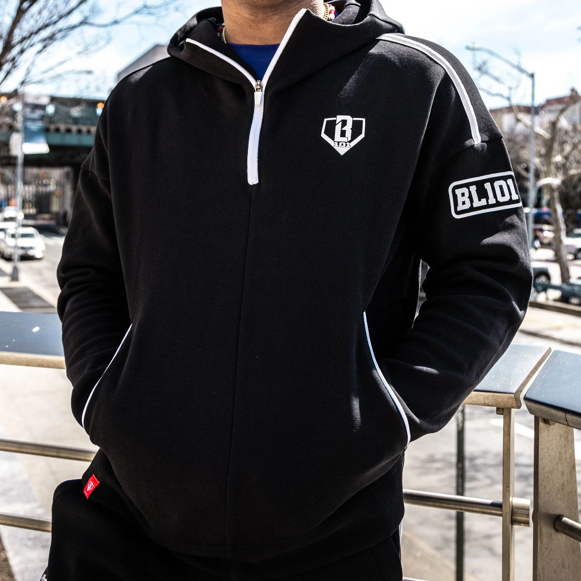 Game Day Youth 1/4 Zip Hoodie - Black/White