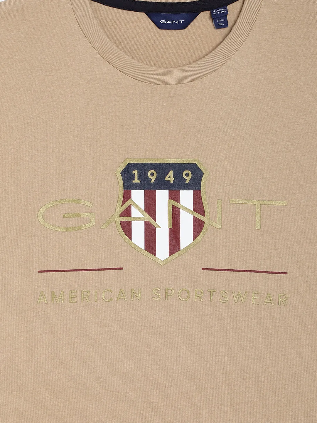 Gant Kids Beige Logo Regular Fit T-Shirt