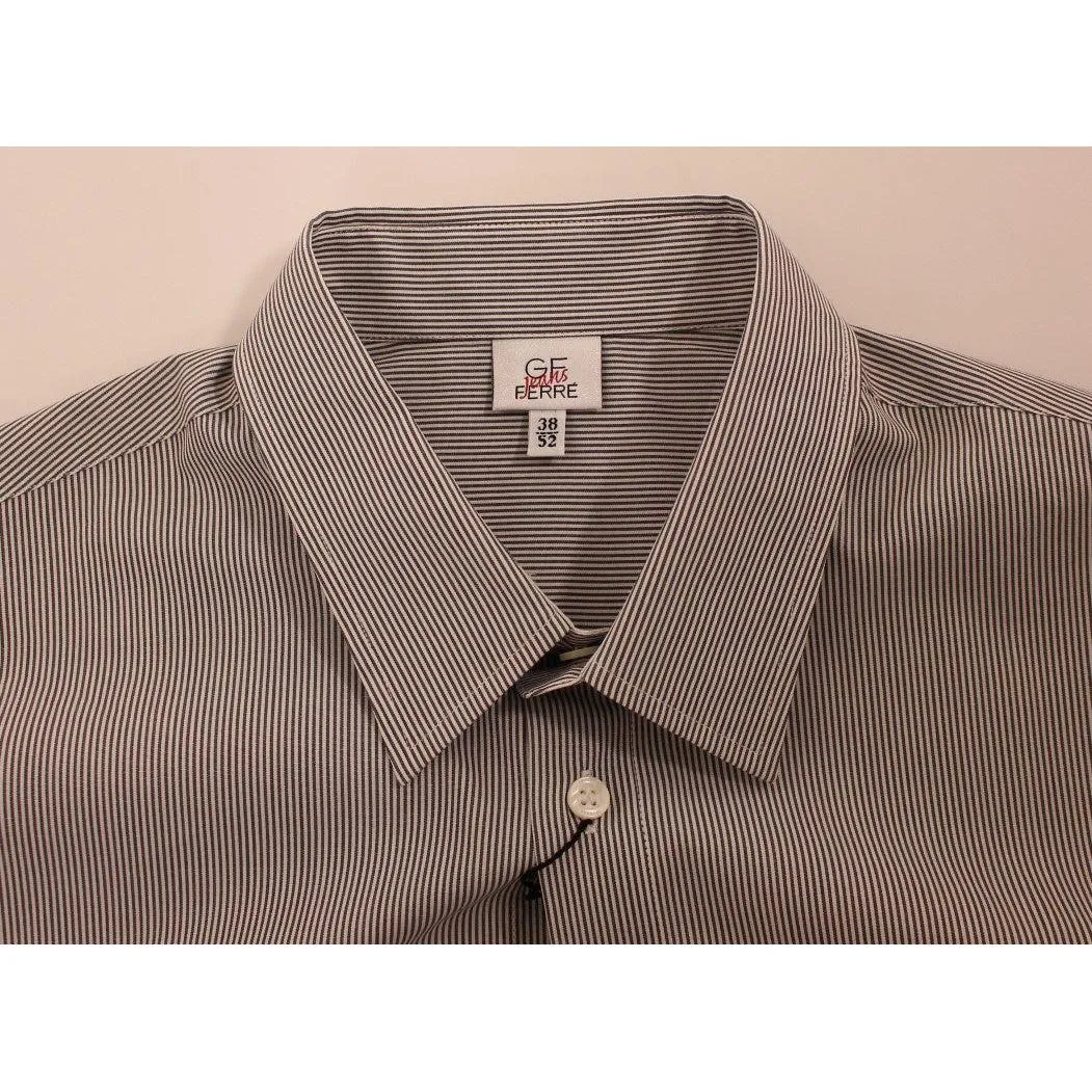 GF Ferre Chic Gray Striped Cotton Casual Shirt