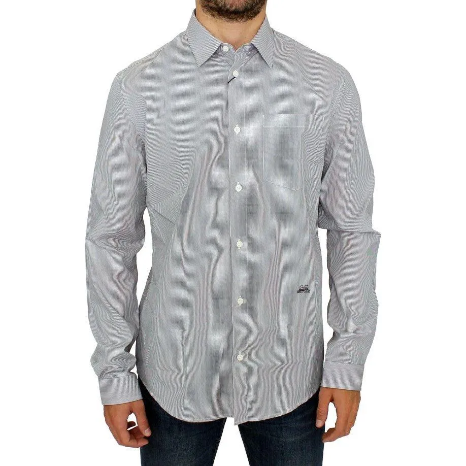 GF Ferre Chic Gray Striped Cotton Casual Shirt