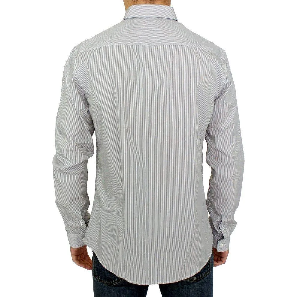 GF Ferre Chic Gray Striped Cotton Casual Shirt