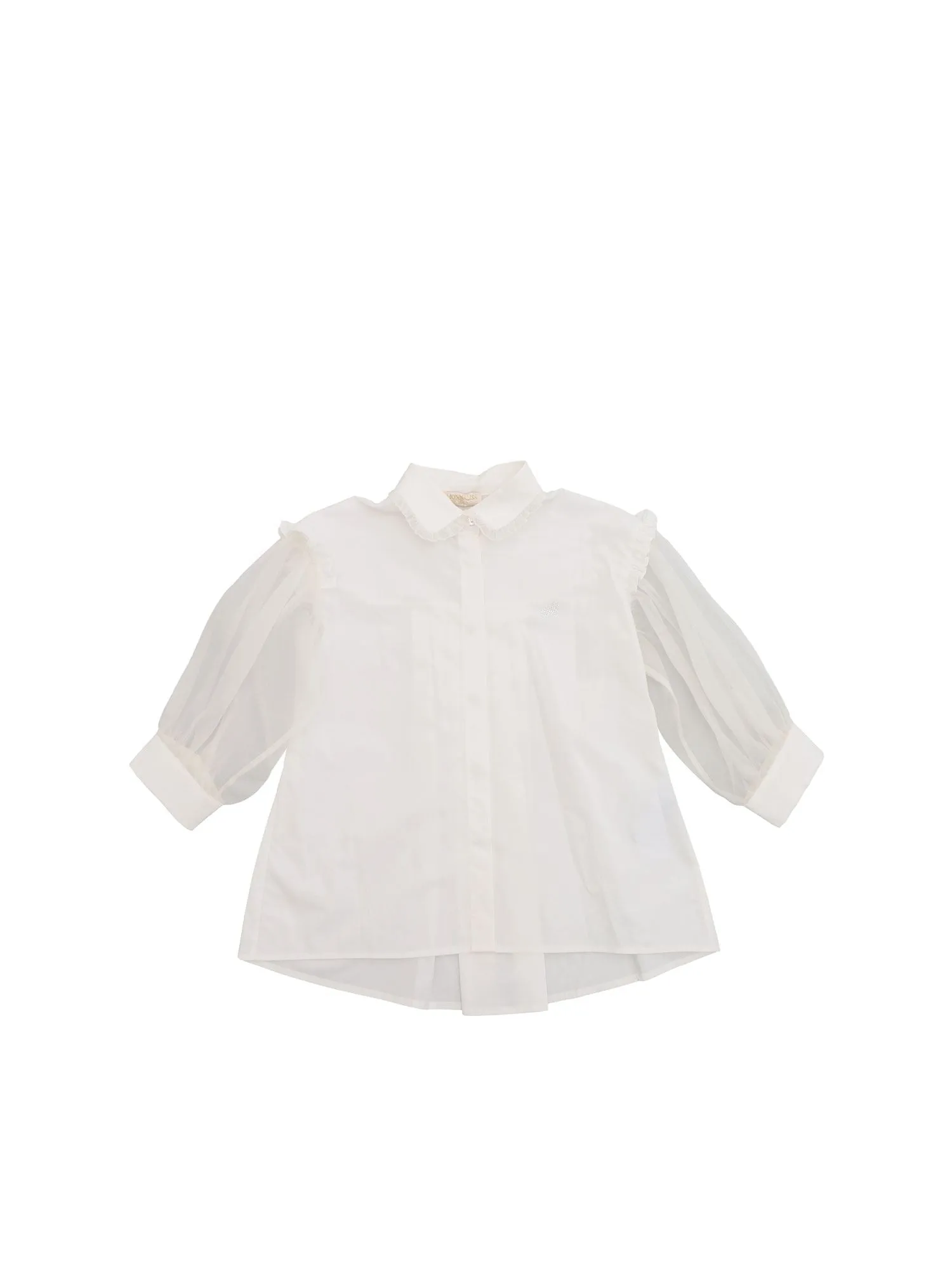 Girls White Shirt With Silk Sleeves