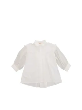 Girls White Shirt With Silk Sleeves