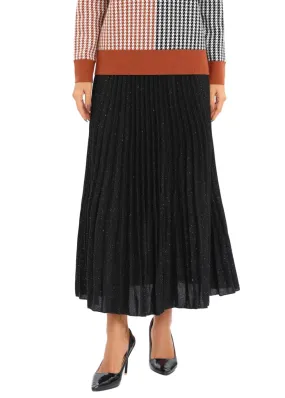 Glitter & Black Midi Pleated Skirt