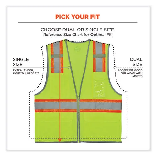 Glowear 8246z Class 2 Two-tone Mesh Reflective Binding Zipper Vest, Polyester, 4x-large/5x-large, Lime