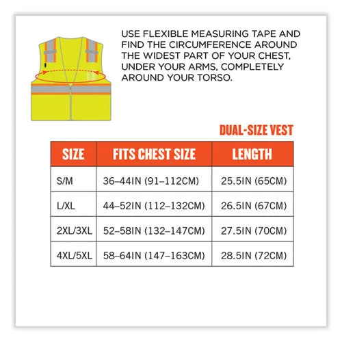 Glowear 8246z Class 2 Two-tone Mesh Reflective Binding Zipper Vest, Polyester, 4x-large/5x-large, Lime