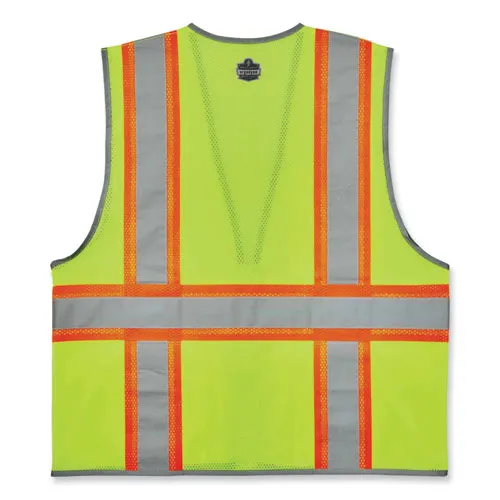 Glowear 8246z Class 2 Two-tone Mesh Reflective Binding Zipper Vest, Polyester, 4x-large/5x-large, Lime