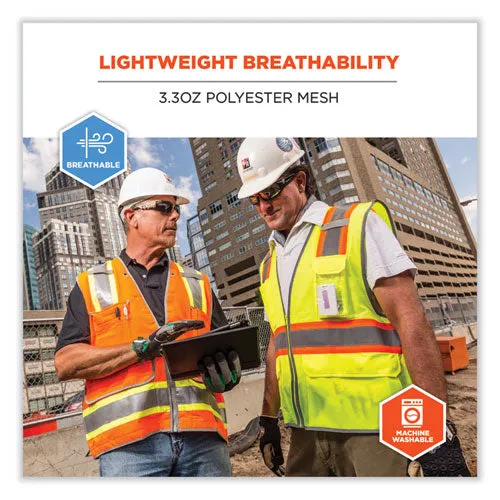 Glowear 8246z Class 2 Two-tone Mesh Reflective Binding Zipper Vest, Polyester, 4xl/5xl, Orange, Ships In 1-3 Business Days