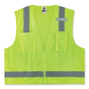 Glowear 8249z-s Single Size Class 2 Economy Surveyors Zipper Vest, Polyester, Large, Lime