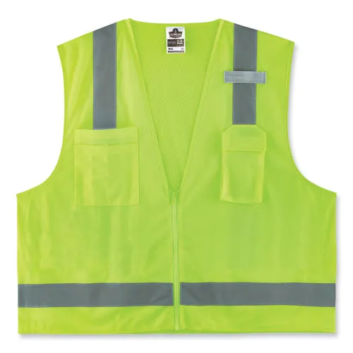 Glowear 8249z-s Single Size Class 2 Economy Surveyors Zipper Vest, Polyester, Large, Lime