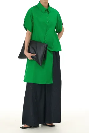 Green Asymmetrical Oversized Shirt