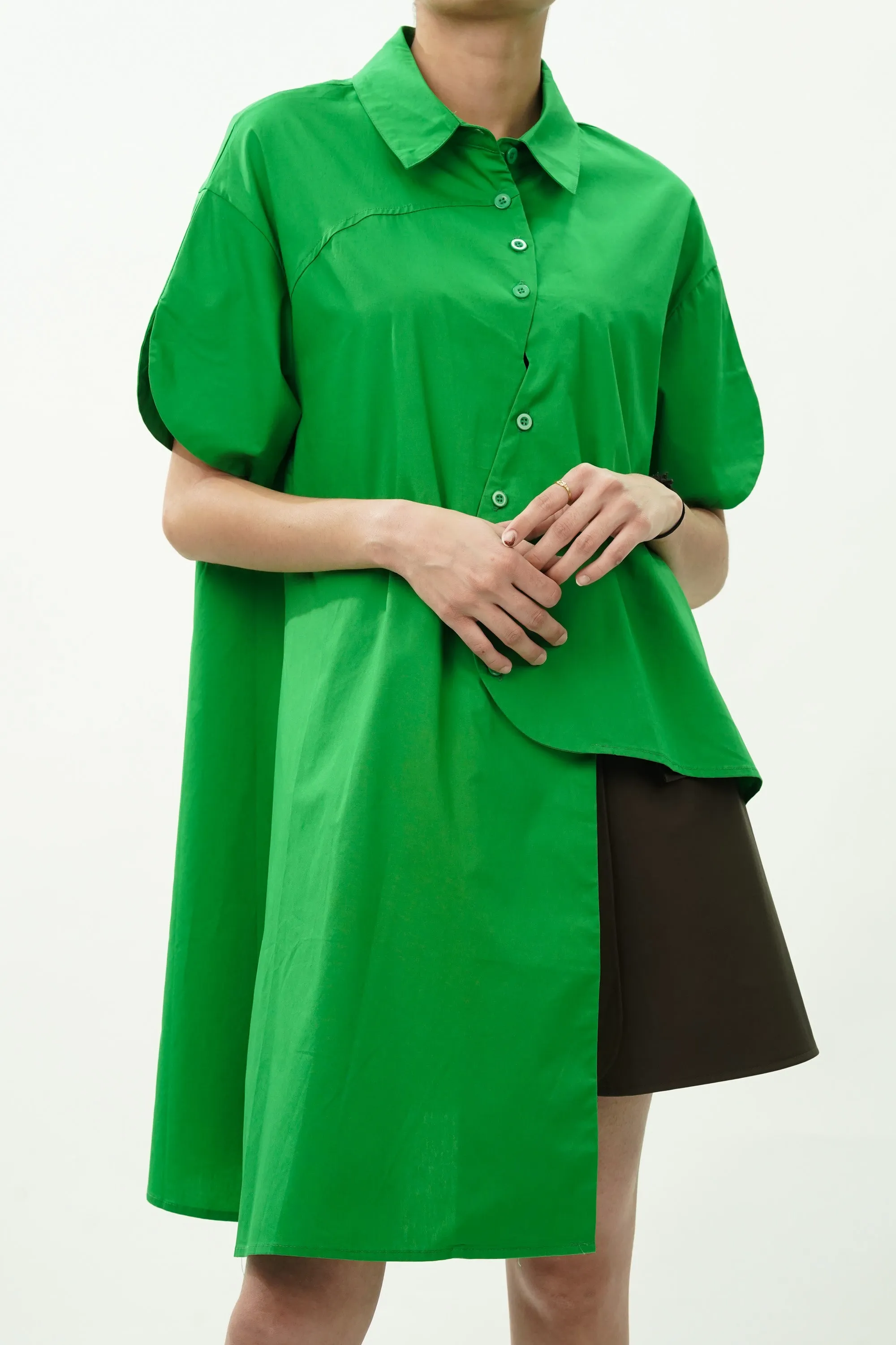 Green Asymmetrical Oversized Shirt