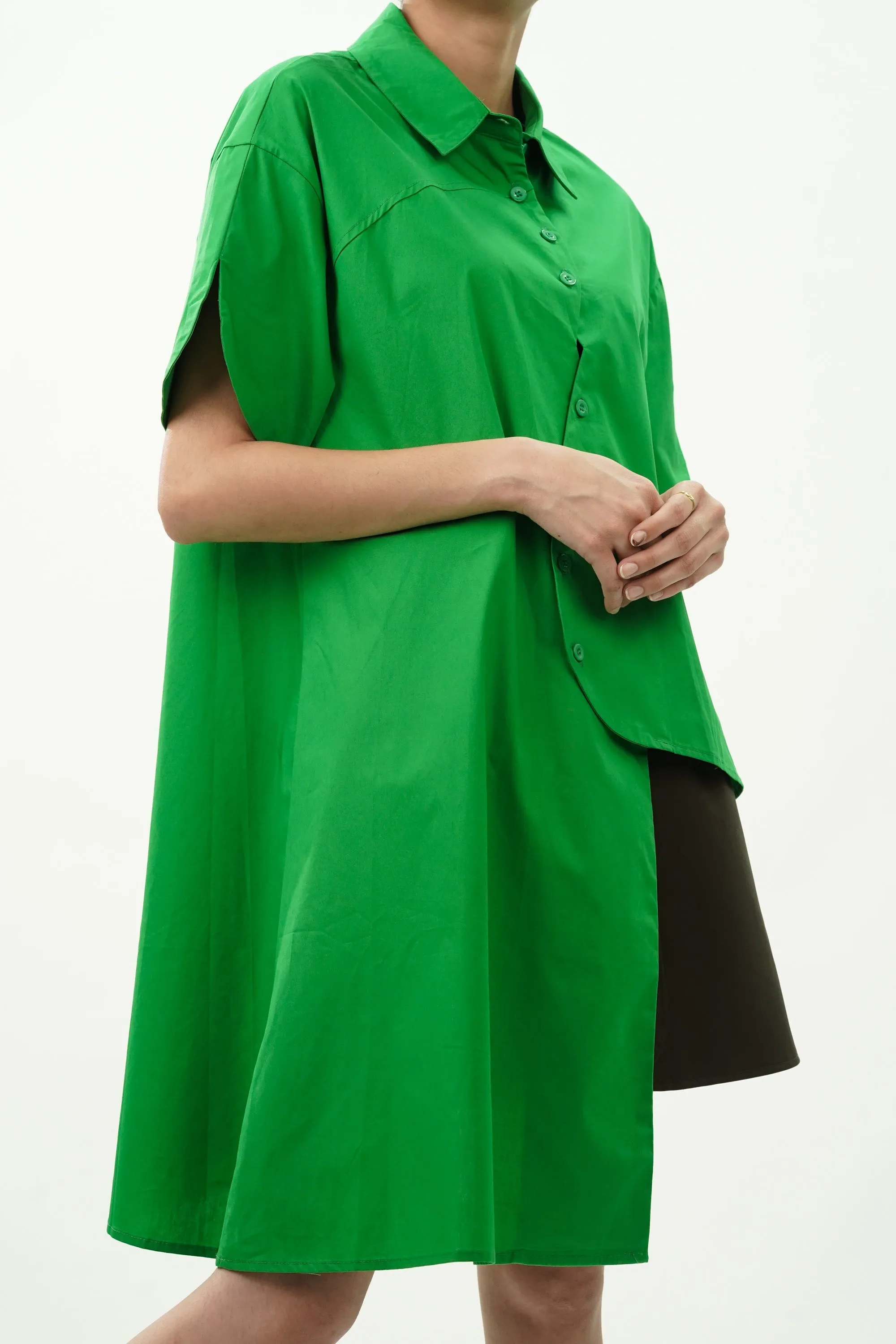 Green Asymmetrical Oversized Shirt