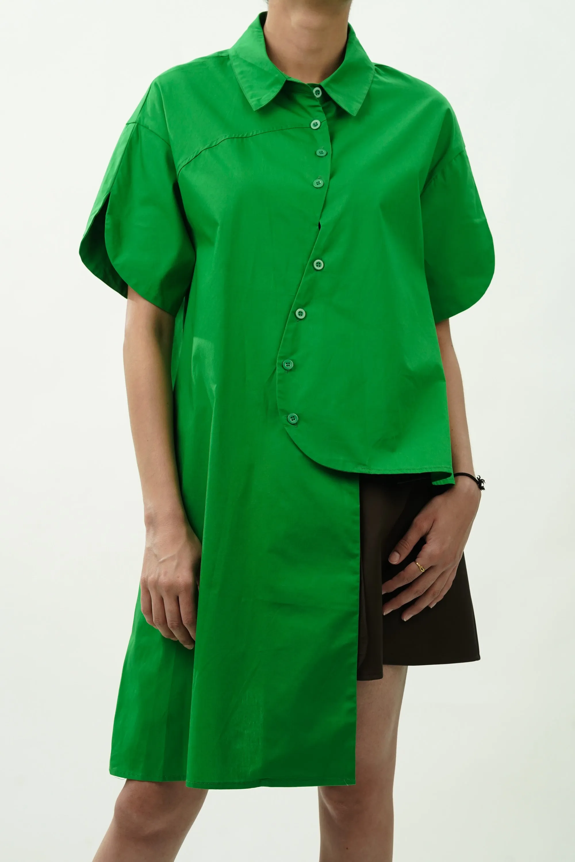 Green Asymmetrical Oversized Shirt