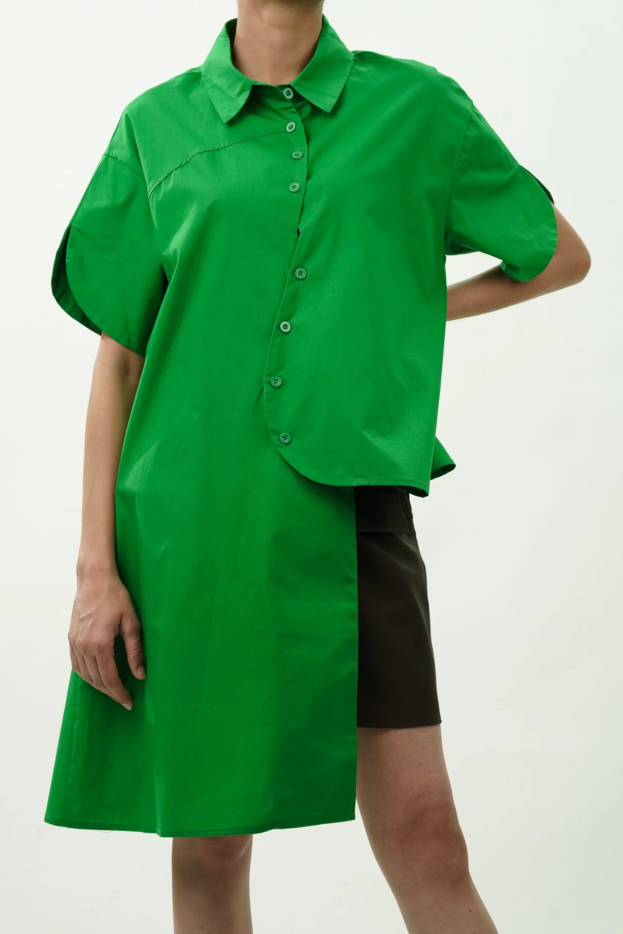 Green Asymmetrical Oversized Shirt