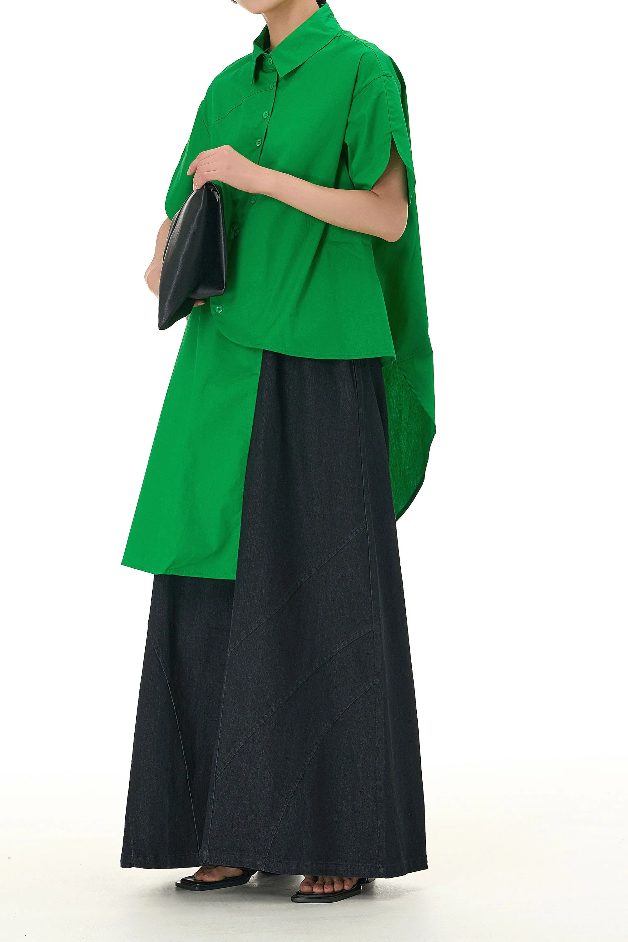 Green Asymmetrical Oversized Shirt