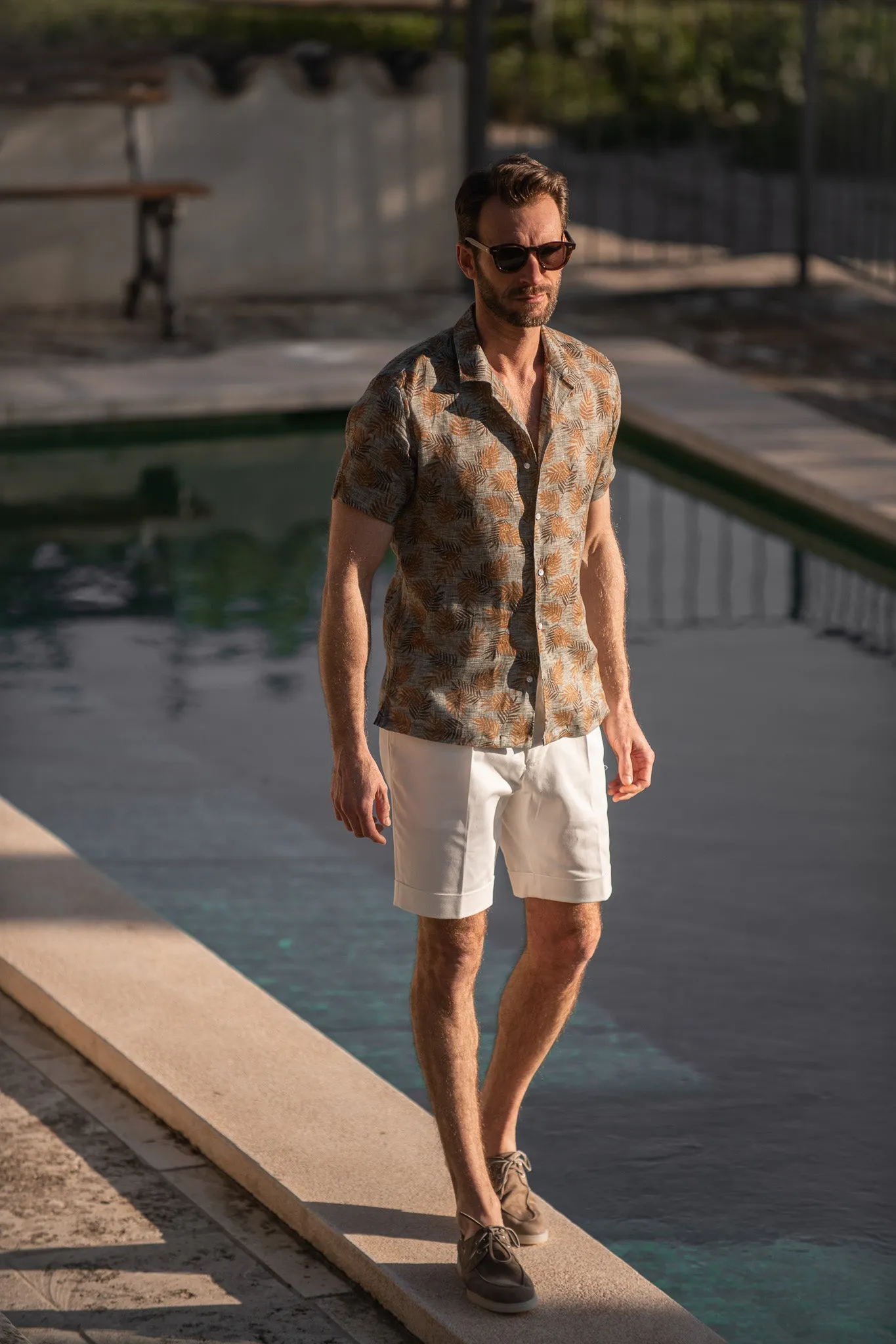 Green Hawaiana linen shirt - Made in Italy