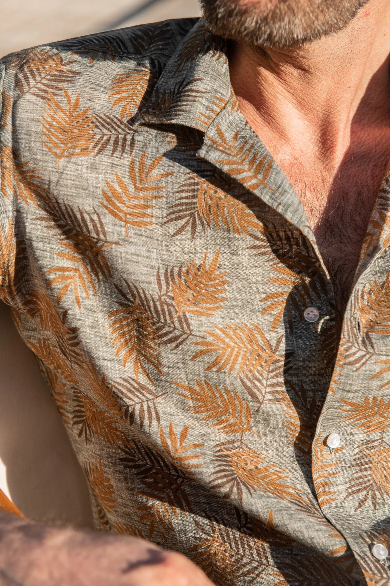 Green Hawaiana linen shirt - Made in Italy